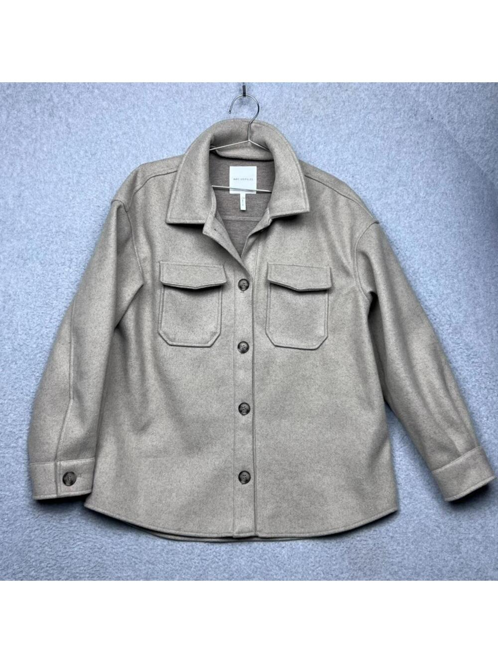 Avec Les Filles Oatmeal Shacket Shirt Jacket Wool Look Minimalist Oversized L